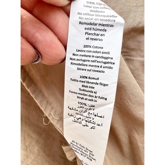 NWT Nasty Gal Long Sleeve Cotton Tie-Front Top and Ruffle Short Set Stone Size 6 - Picture 6 of 12